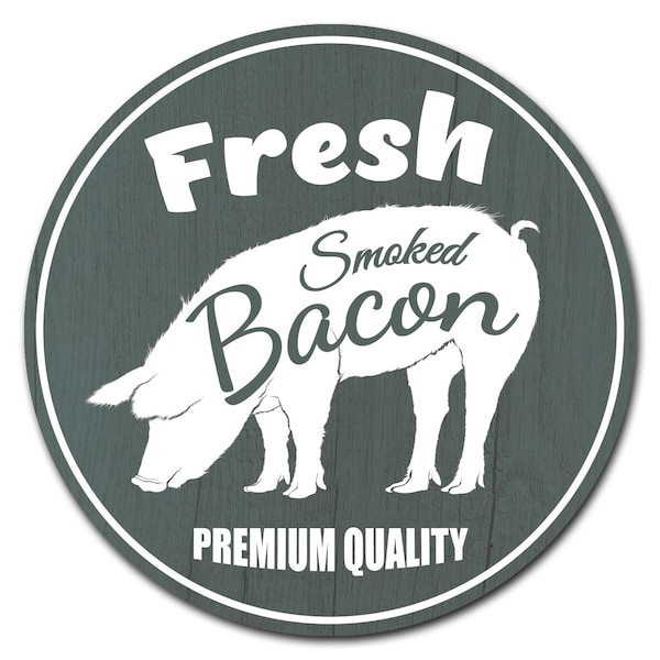 Signmission Corrugated Plastic W/ Stakes 24in Circular-Market Fresh Smoked Bacon, 24-CIR-WS-Fresh Smoked Bacon C-24-CIR-WS-Fresh Smoked Bacon - main